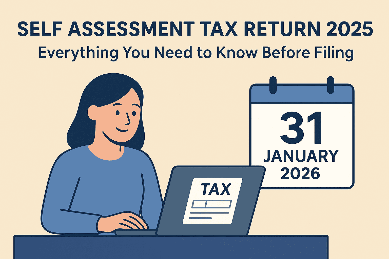 Person checking tax documents online for Self Assessment Tax Return 2025